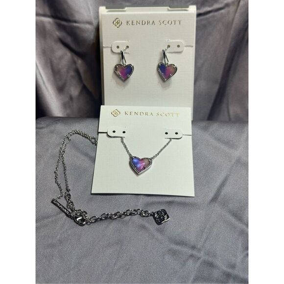 Kendra Scott NEW Ari earrings and necklace SET Watercolor illusions - Picture 3 of 8